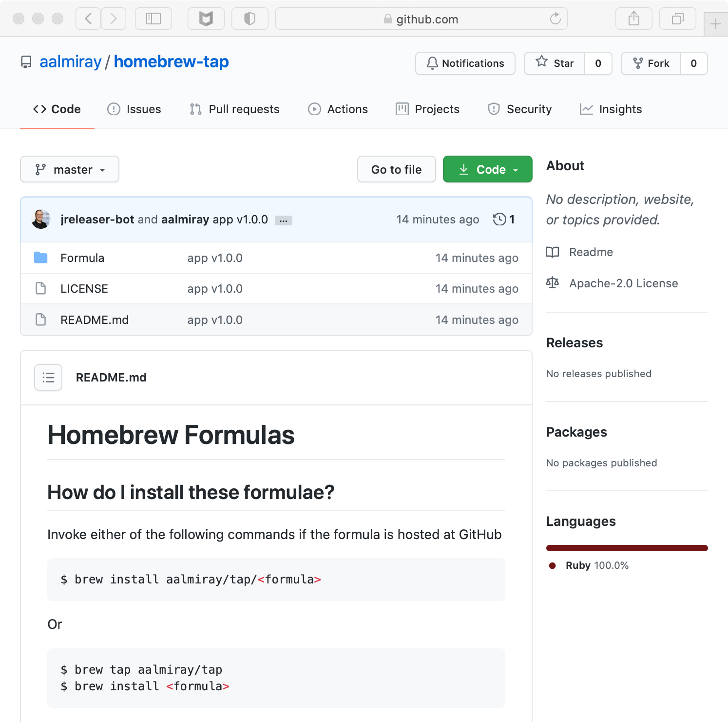 Homebrew formula repository